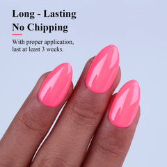 Imtiti painted salon nails showcasing vibrant neon pink manicure