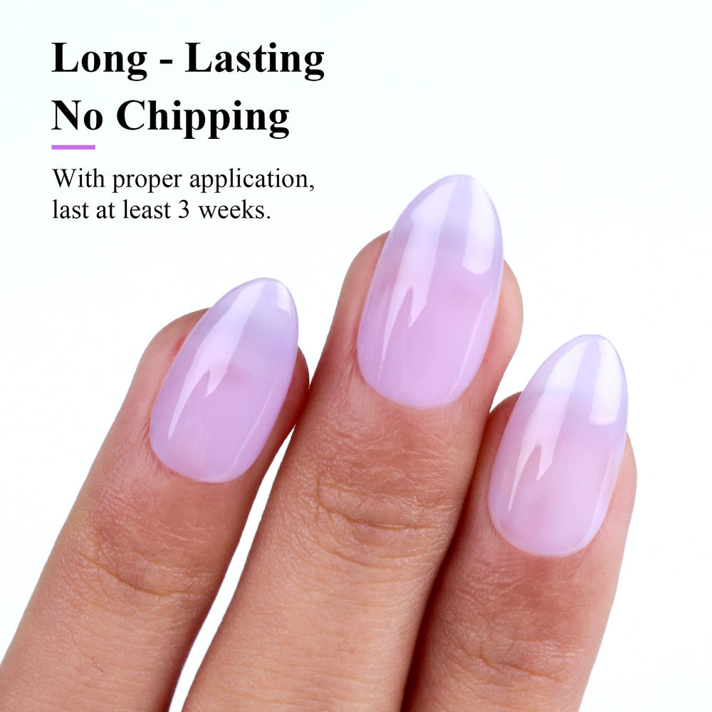 Imtiti on nails two-layer swatch showing richer lavender jelly finish