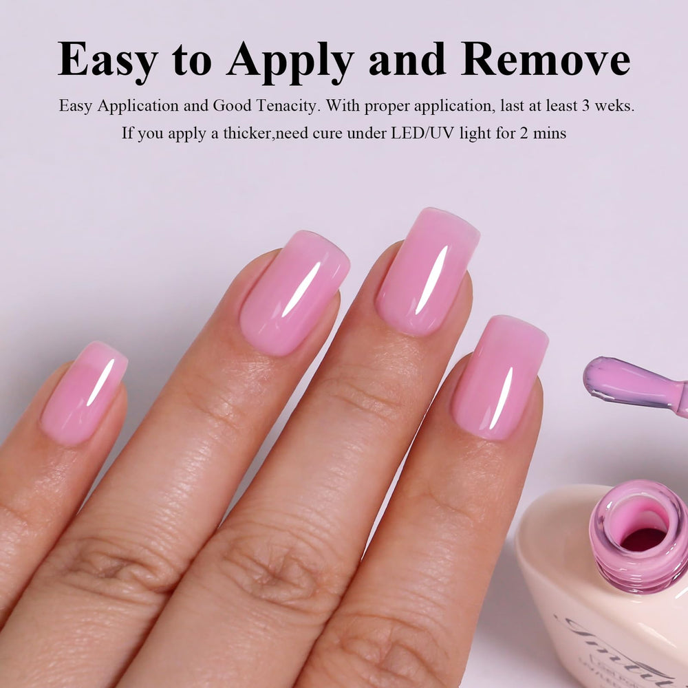 Imtiti polished nails in use showcasing natural-looking baby pink result