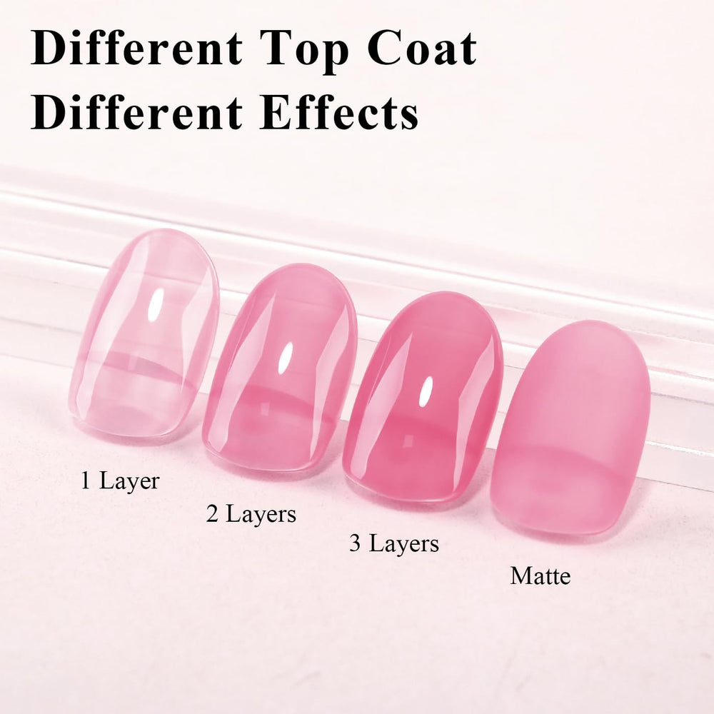 Imtiti swatch on nails illustrating sheer jelly look and glossy benefit
