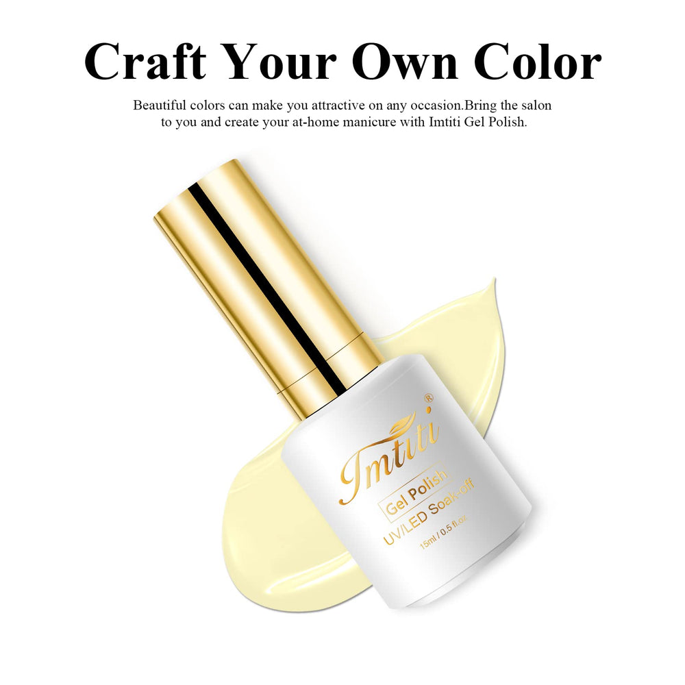 Imtiti swatch on a fingernail displaying pastel yellow color and smooth finish