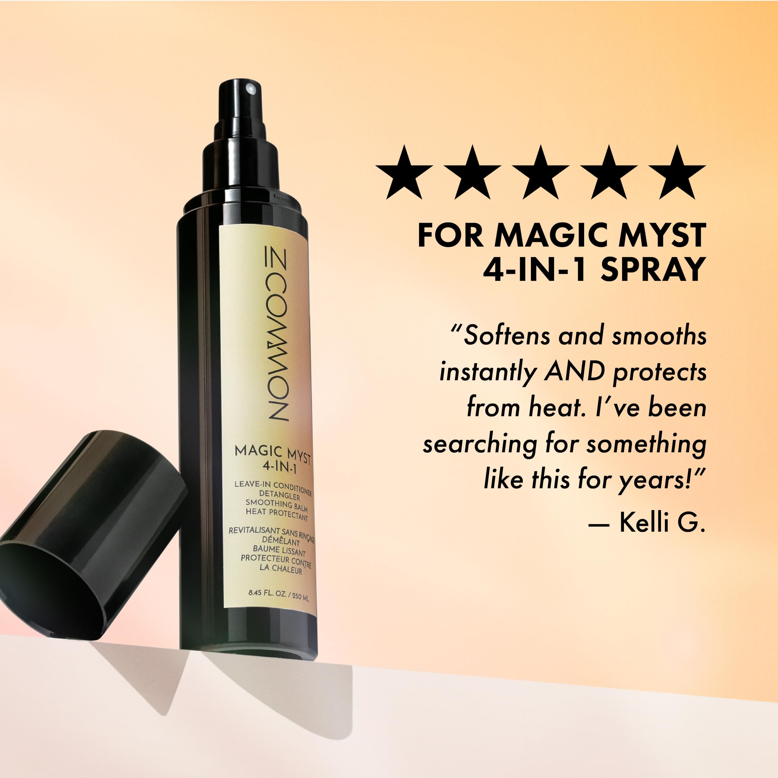 IN COMMON spray applied to wet hair to aid detangling benefit