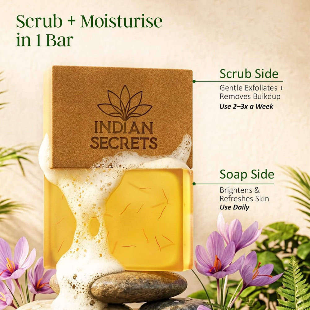 INDIAN SECRETS foam lather on face demonstrating mild cleansing benefit