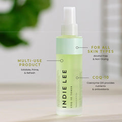 Indie Lee mist spray in action demonstrating even hydration delivery