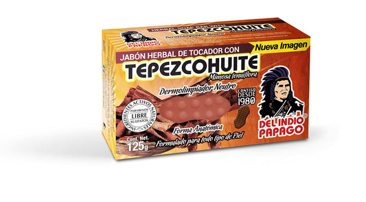 Indio Papago front packaging showing 125g bar and clean design, benefits gentle cleansing