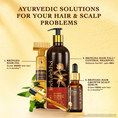 INDULEKHA shampoo placed on bathroom shelf showing neat storage benefit
