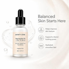 INFINITY ZONE dropper dispensing serum on hand demonstrating quick absorption benefit