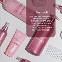 Infusion K bottle held in hand to illustrate 8 fl oz size for accurate scale and travel planning