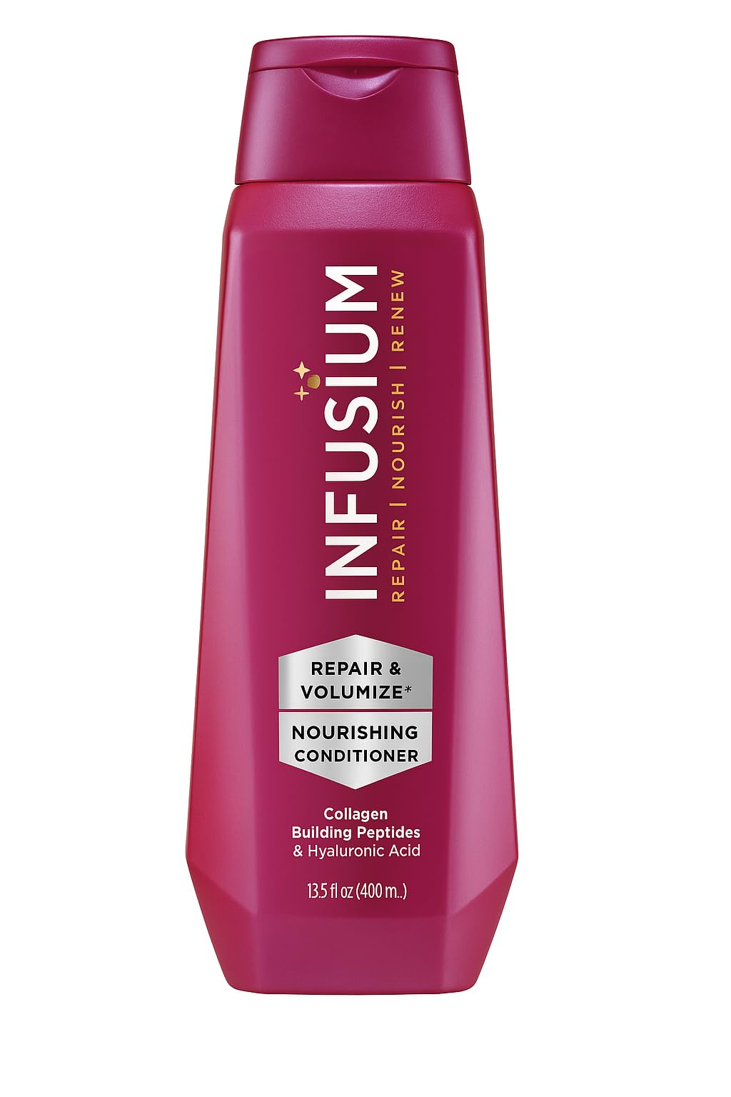 Infusium bottle front packaging showing label and 13.5 oz size for clear product ID and benefit
