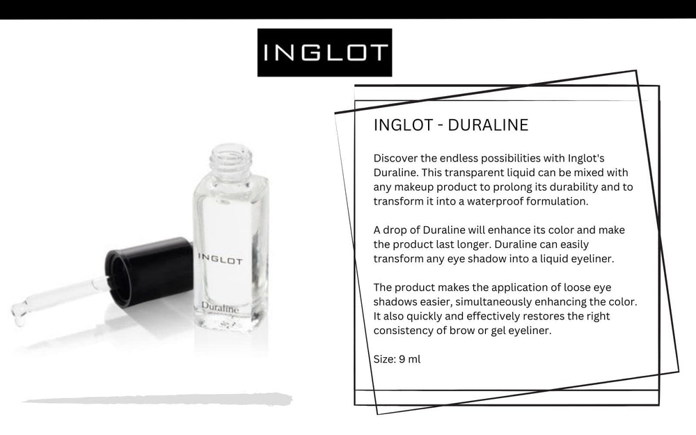 The Beauty Box INGLOT Duraline bottle close-up illustrating a longevity-boosting transparent formula