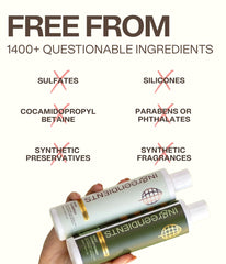 Ingreendients array of aloe, apple, jojoba and shea illustrating natural ingredients benefit