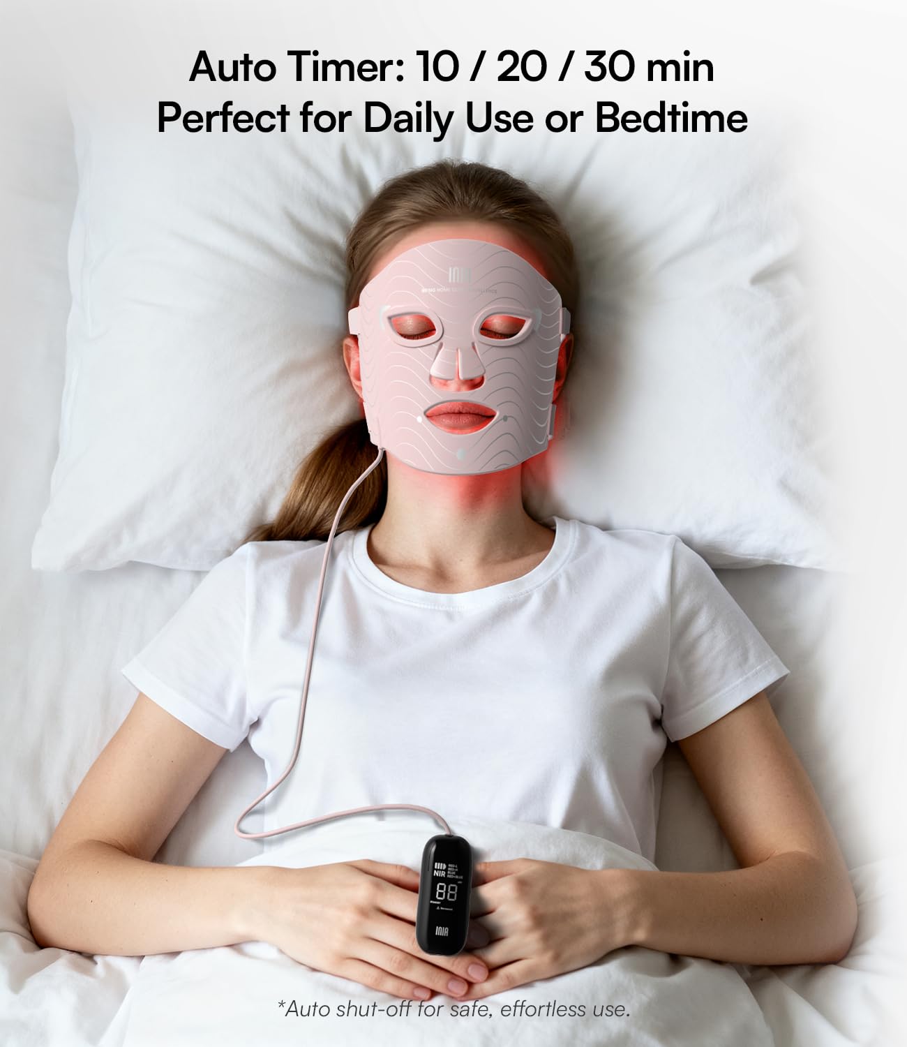 INIA mask in bathroom lifestyle scene showing easy at-home integration and convenience