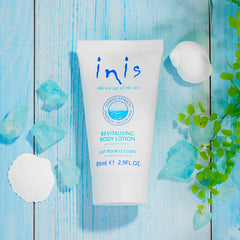 Inis lotion applied on forearm demonstrating smooth finish and immediate hydration benefit