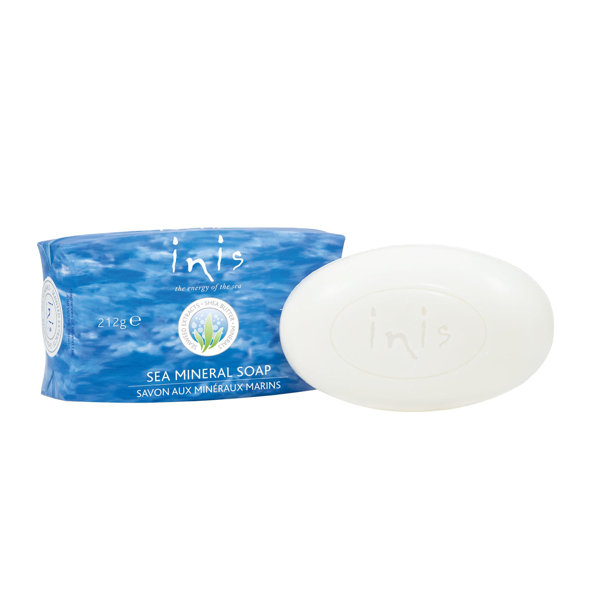 Inis large sea mineral soap front packaging showing size and branding