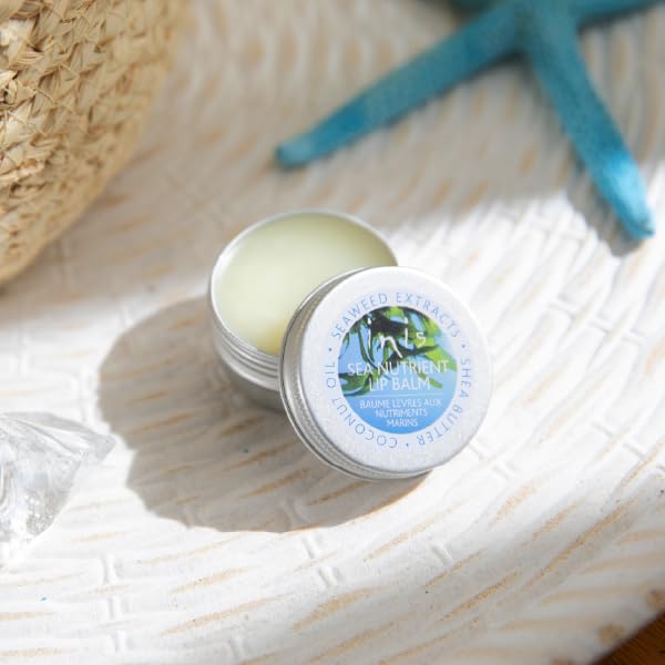 Inis Sea Nutrient Lip Balm texture close-up highlighting smooth balm and quick absorption
