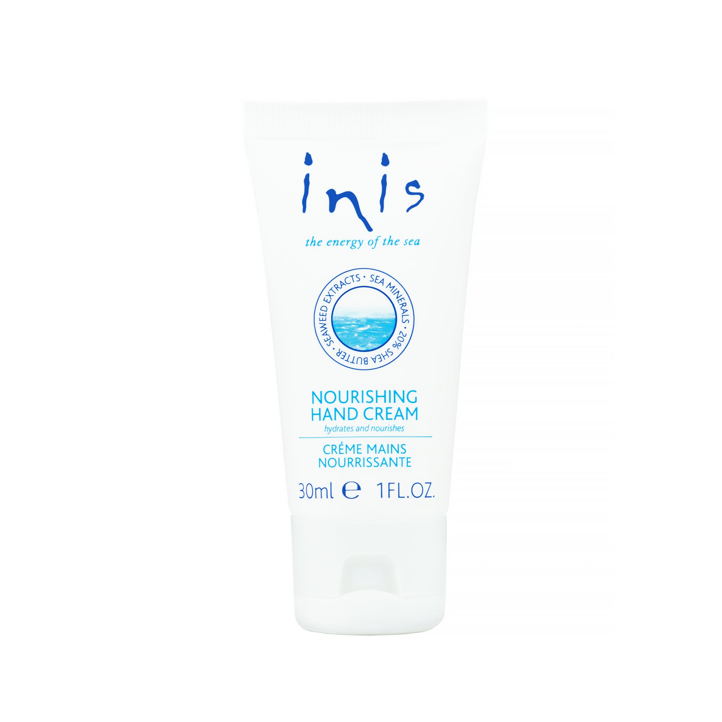 Inis shea butter hand cream front tube showing packaging and brand benefits