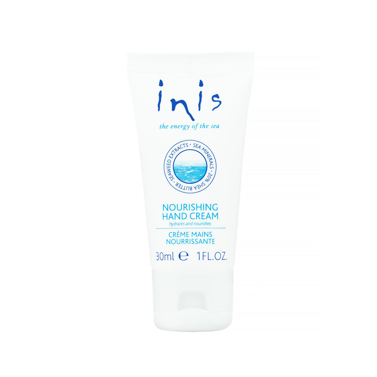 Inis shea butter hand cream front tube showing packaging and brand benefits