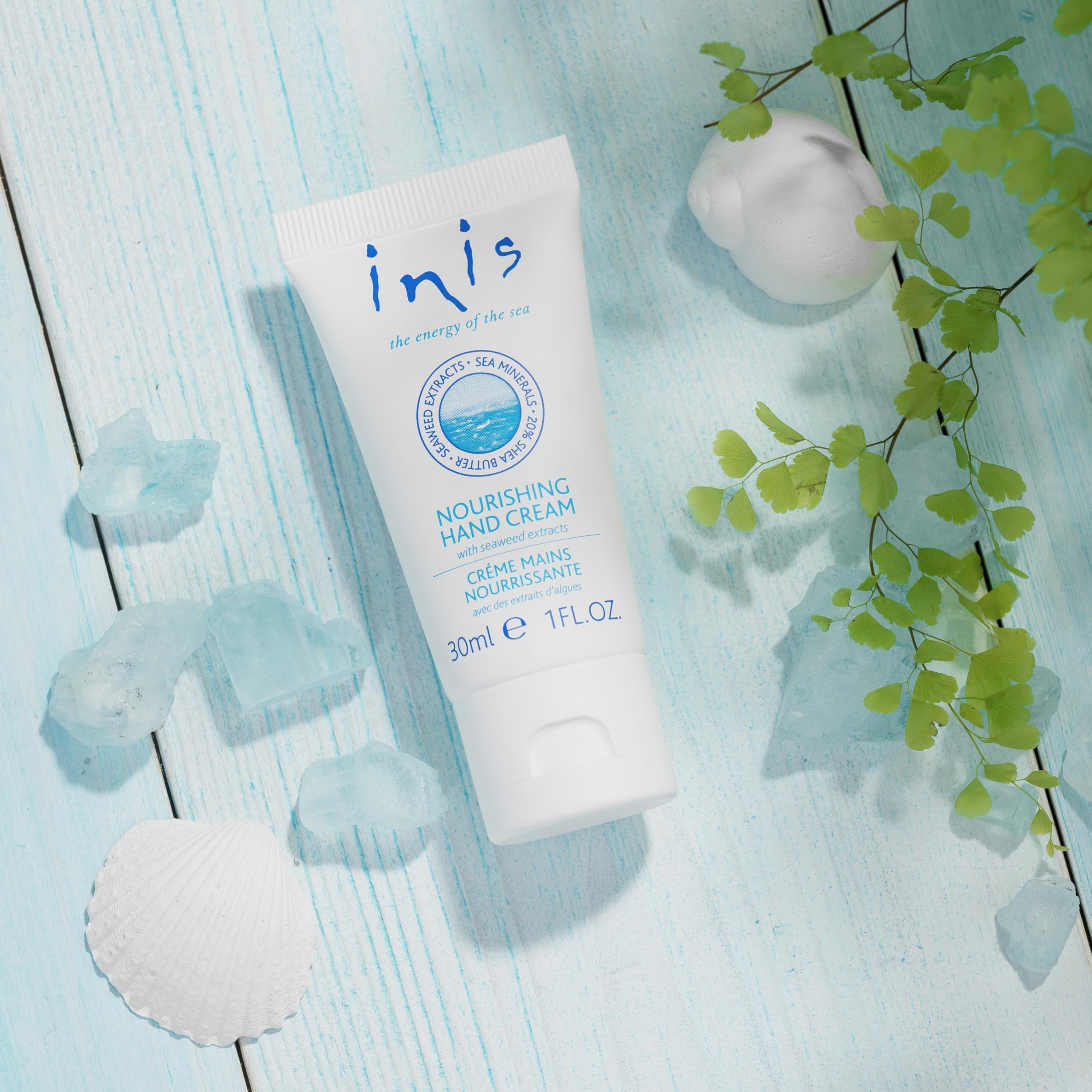 Inis shea butter hand cream open cap with cream texture for quick absorption