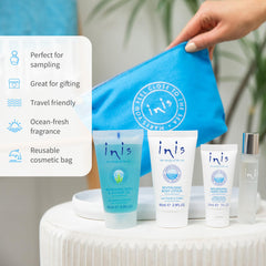 Inis nourishing hand cream tube detail showing texture and fast-absorbing benefit
