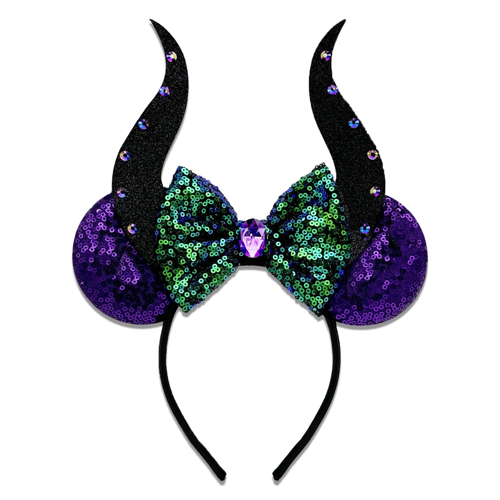 INLOLLY front view of devil horns headband shows bold silhouette and party-ready style