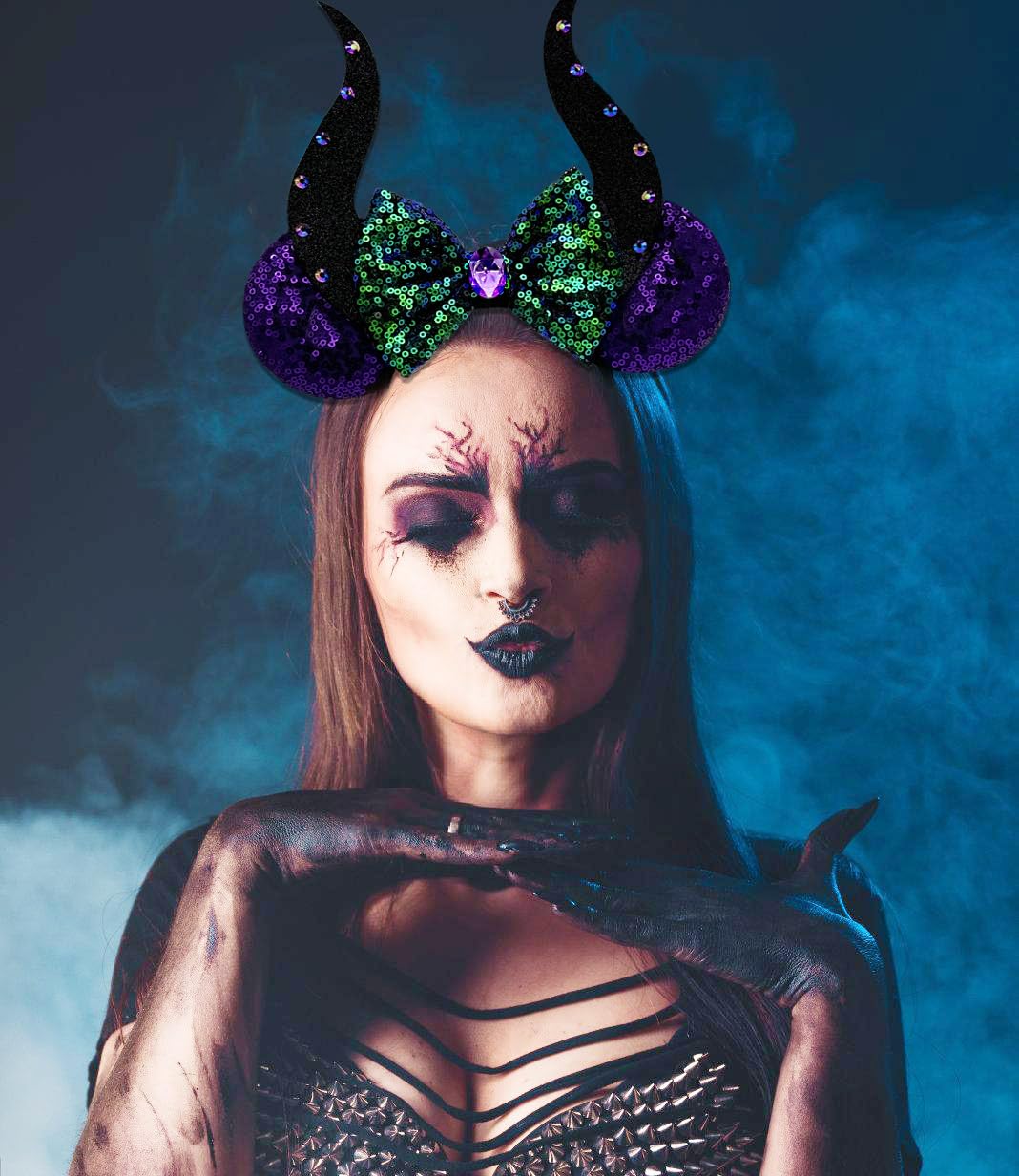 INLOLLY model wearing headband at party shows dramatic costume impact