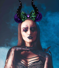 INLOLLY model wearing headband at party shows dramatic costume impact
