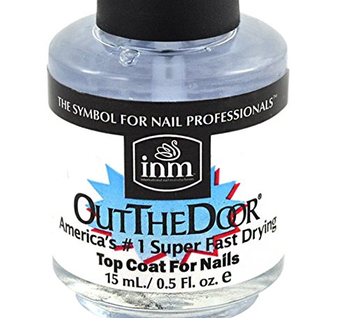 inm Out The Door brush applying top coat with quick-dry shine benefit