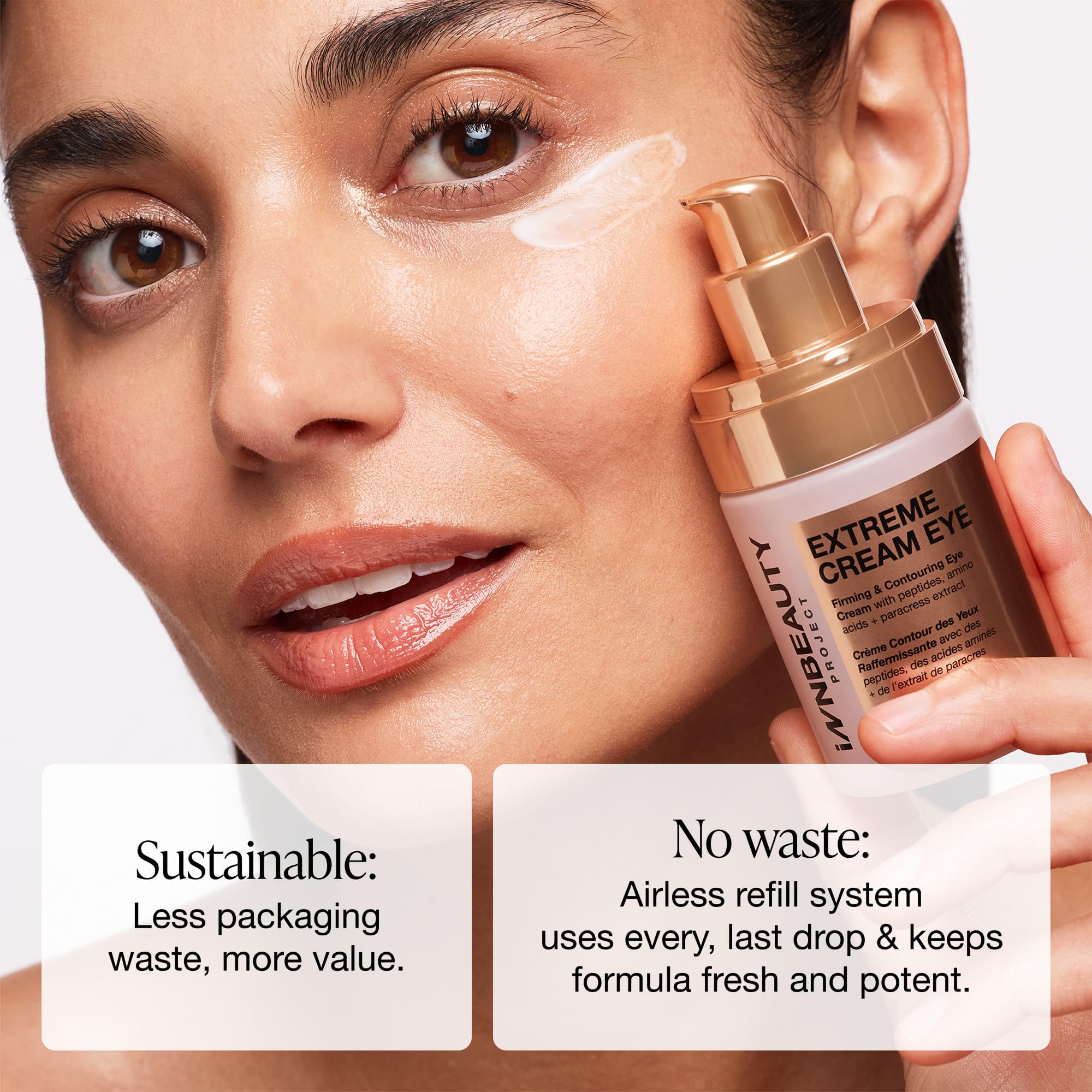 Innbeauty Project cream applied to under-eye illustrating lightweight coverage and smoothing