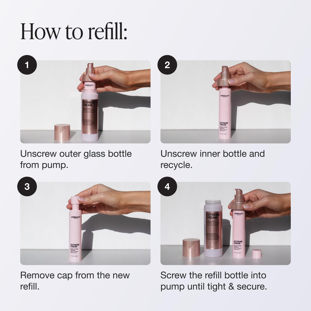 Innbeauty Project refill pod being inserted into reusable bottle demonstrating easy compatibility