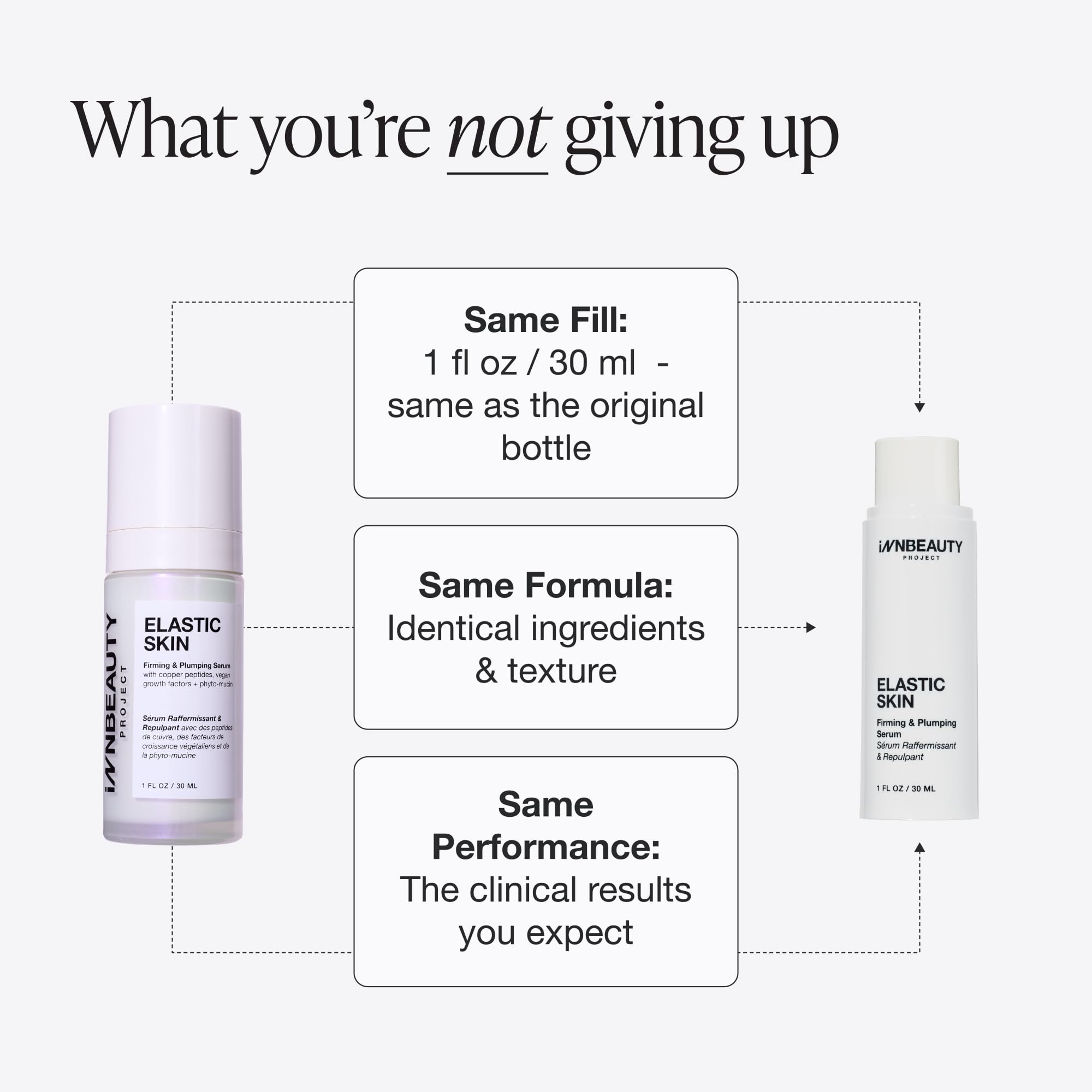 Innbeauty Project serum on bathroom vanity with plant, suggesting clean vegan skincare routine