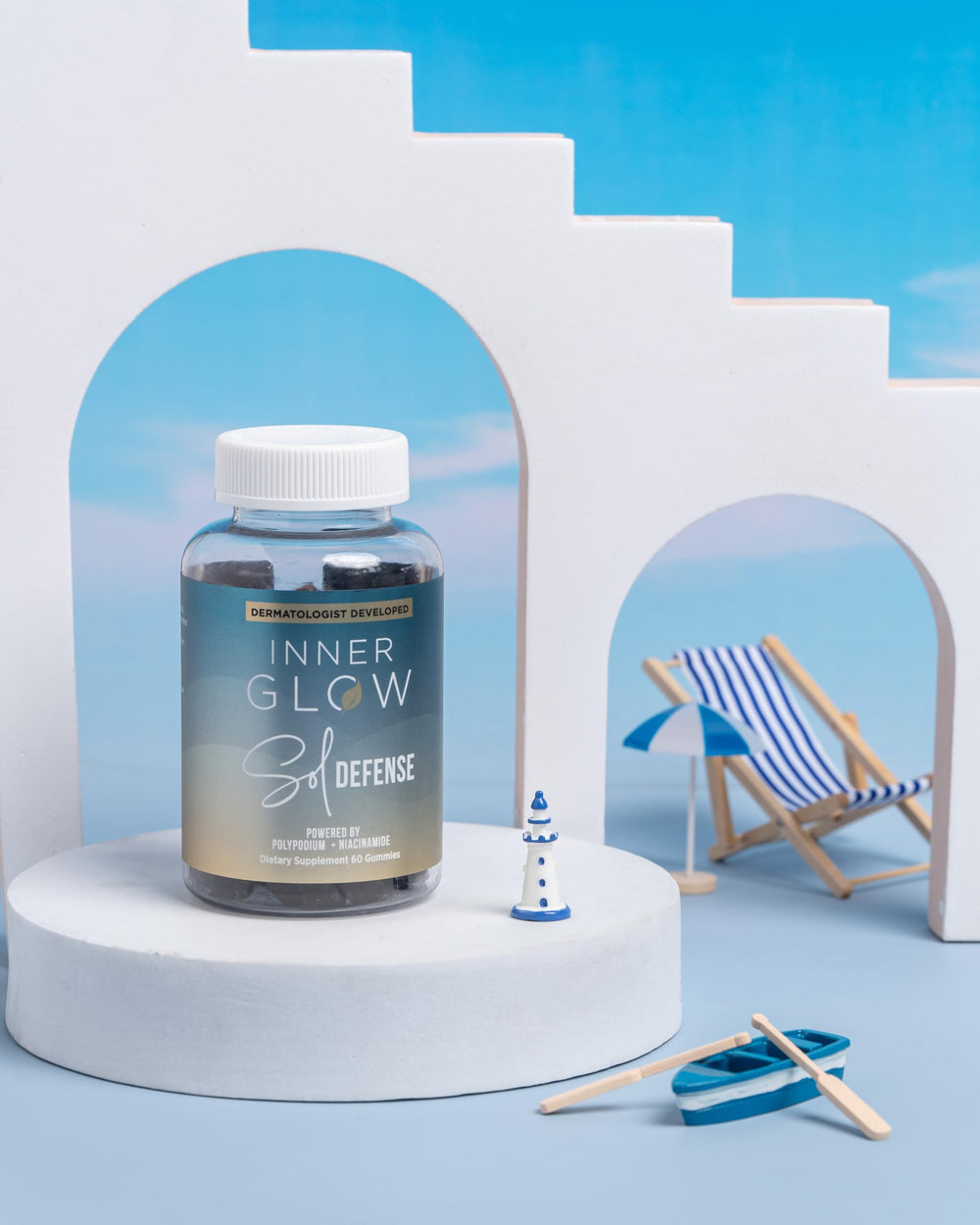 Inner Glow gummies in hand showing single‑dose convenience and portability