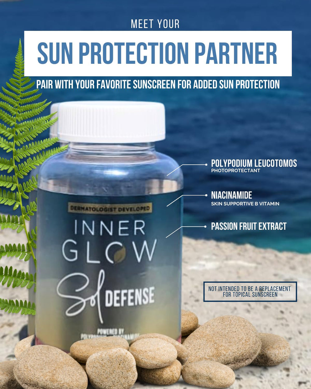 Inner Glow label detail focused on formulation and clinician development benefit