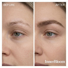 Innerbloom before and after eyebrow comparison highlighting visible density benefit