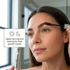 Innerbloom applied on model brows demonstrating targeted application benefit