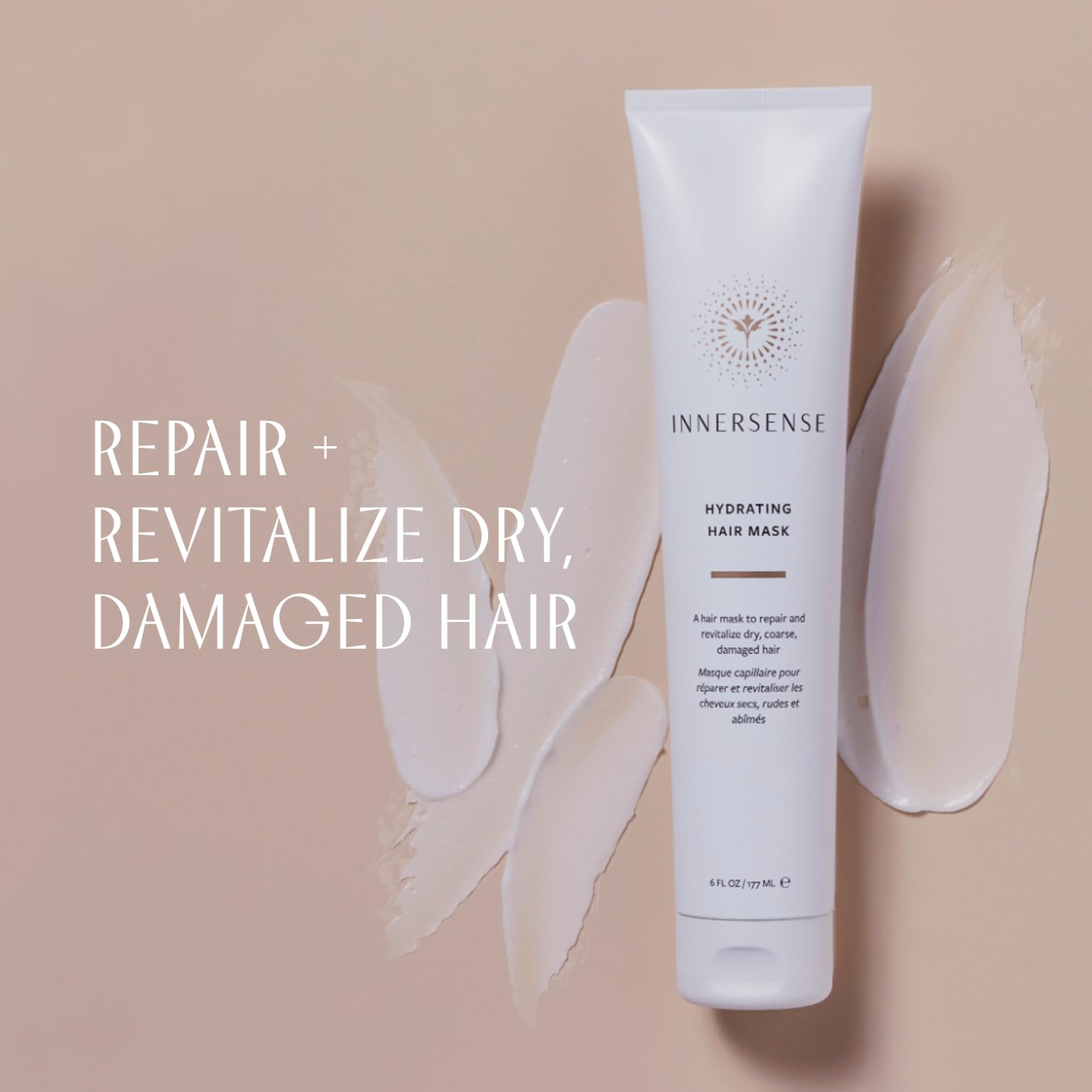 INNERSENSE hydrating mask being applied to wet hair for deeper hydration benefit