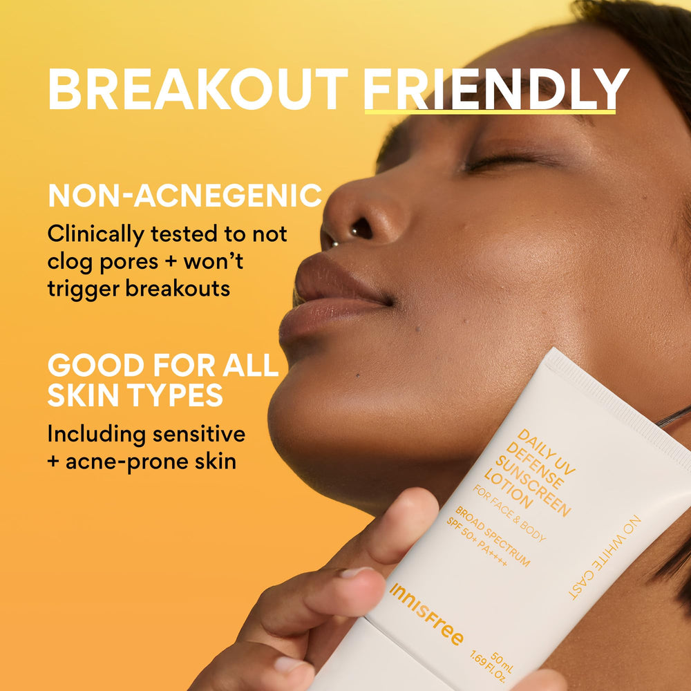 innisfree being spread on shoulder showing full face and body coverage benefit