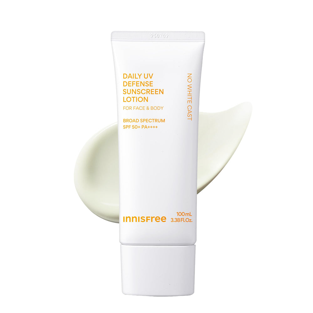 innisfree front packaging showing SPF 50+ protection and jumbo bottle benefit