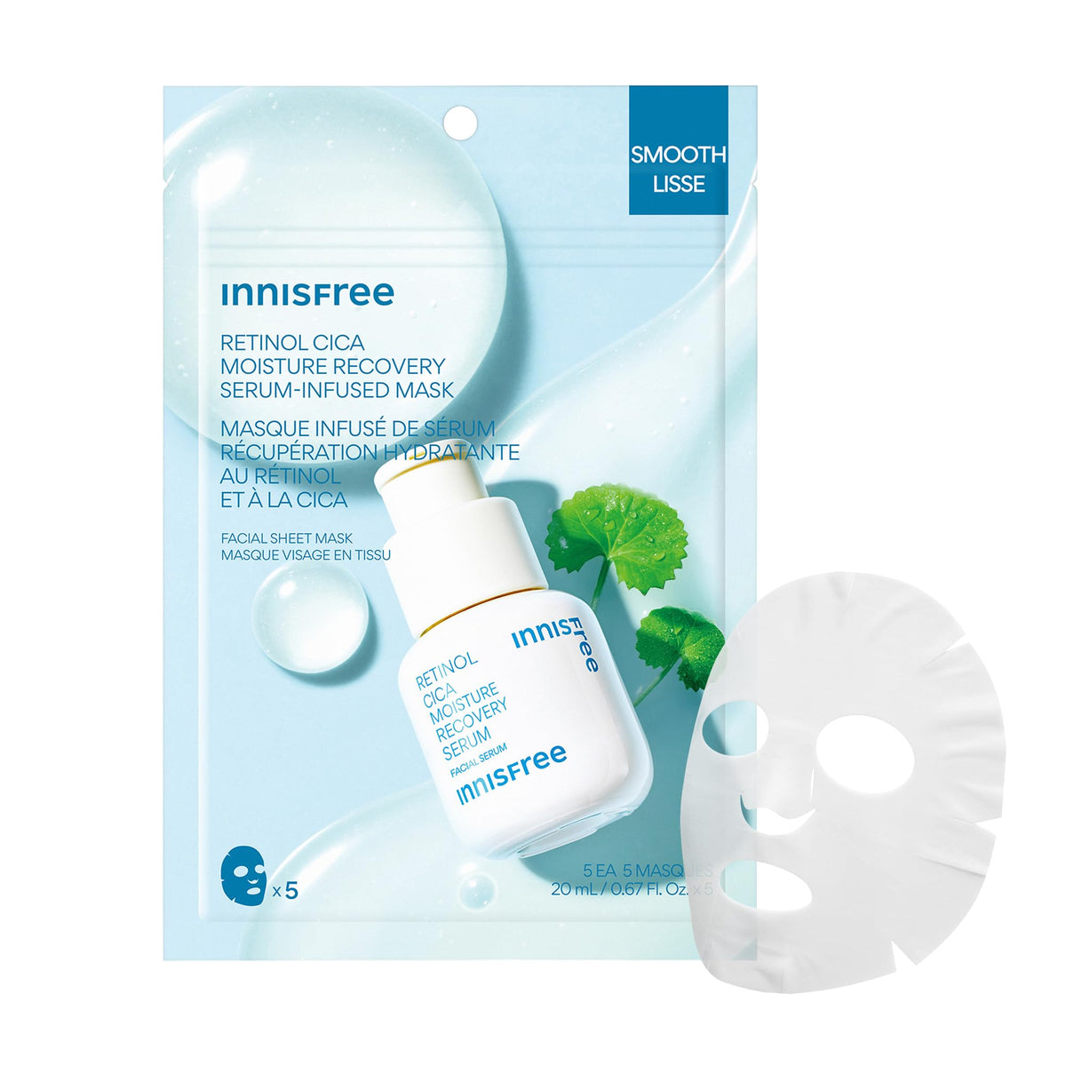 innisfree front packaging showing five mask sachets and calming benefit