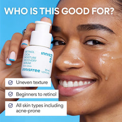 innisfree serum applied on jawline demonstrating gentle exfoliation benefit