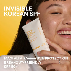 innisfree applied under makeup demonstrating non-pilling layering benefit