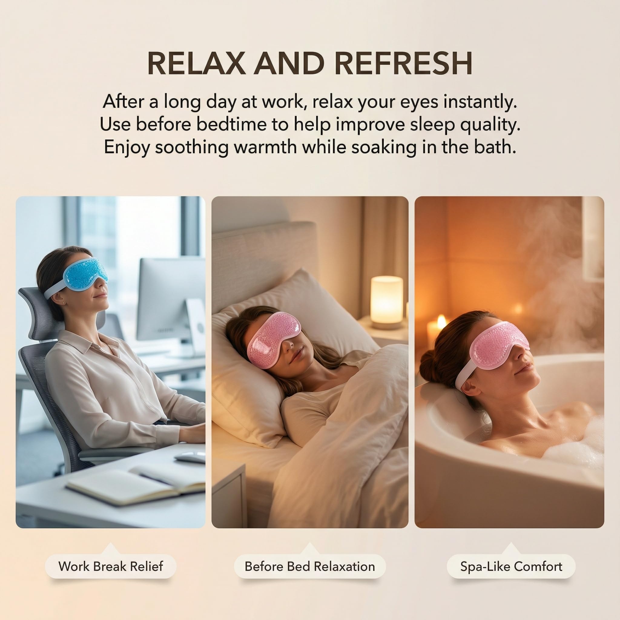 Inscool masks on bedside table evoking relaxed pre-sleep routine