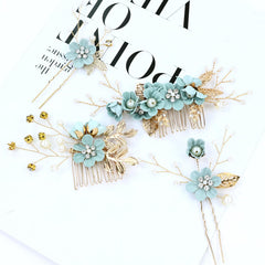 inSowni materials swatch of light green flowers and pearls, color coordination
