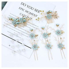 inSowni close-up of rhinestone and fabric flower on comb, detailed sparkle