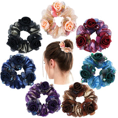 inSowni front view of seven-color scrunchies showing variety and convenience