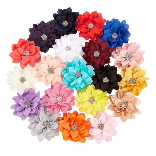 inSowni front packaging showing 20 colorful chiffon flower clips and easy selection
