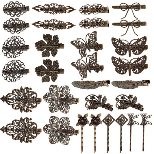 inSowni front view of 30-pack bronze clips showing decorative assortment and secure clasp