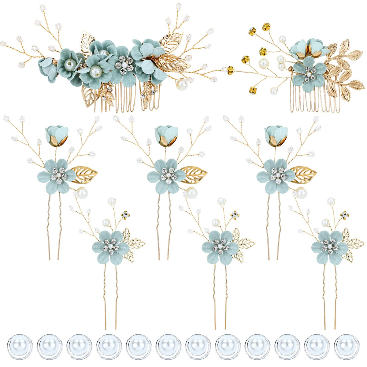 inSowni front packaging showing full 20-piece bridal hair set, convenient kit