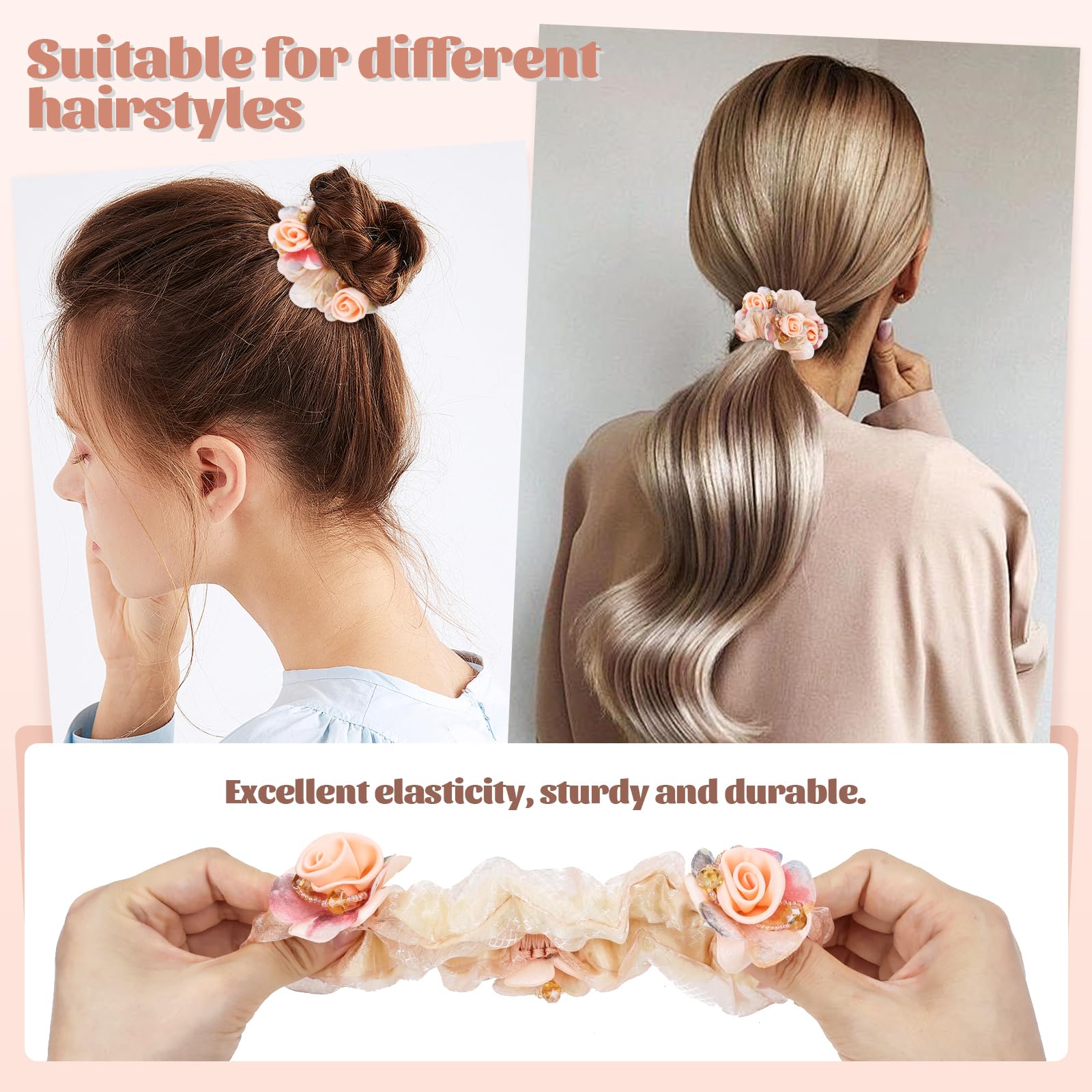 inSowni worn in a ponytail demonstrating secure hold and decorative style