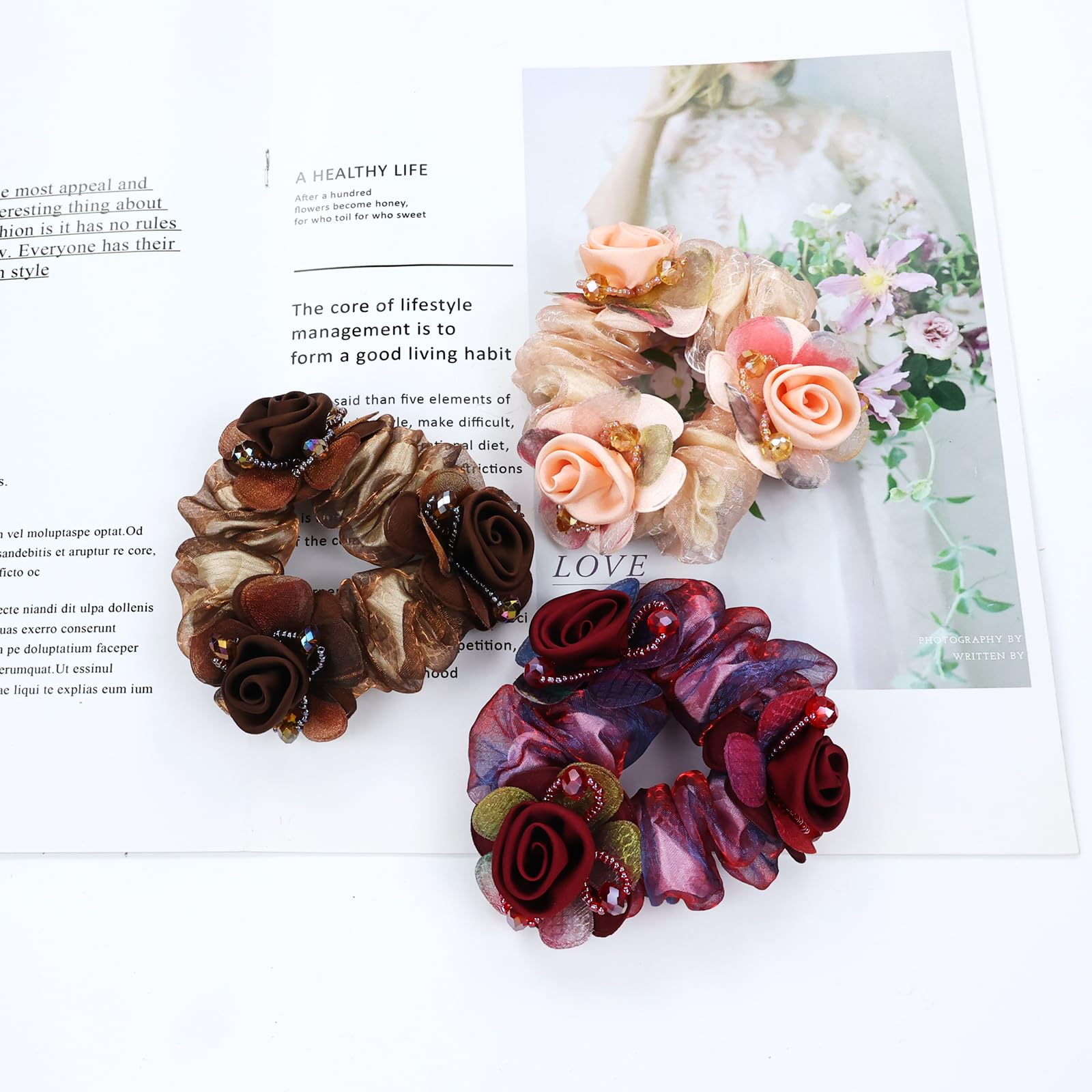 inSowni scrunchies styled on a vanity table showing gift-ready presentation