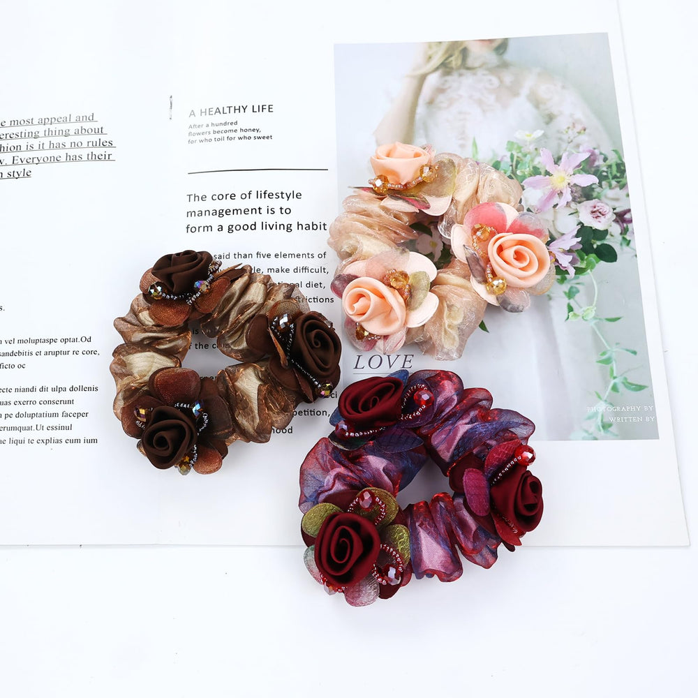 inSowni scrunchies styled on a vanity table showing gift-ready presentation
